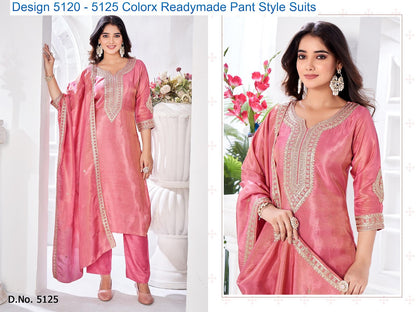 Design 5120 - 5125 Colorx Tissue Readymade Pant Style Suits Wholesaler