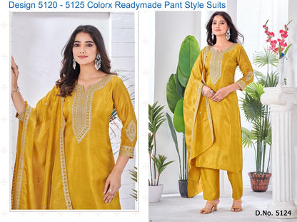 Design 5120 - 5125 Colorx Tissue Readymade Pant Style Suits Wholesaler