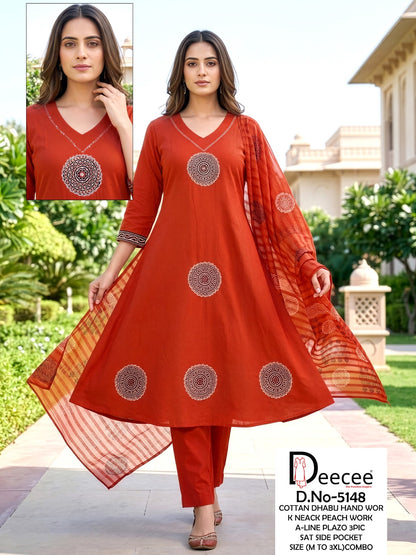 Design 5148 Deecee Dhabu Cotton Readymade Anarkali Suits Exporter