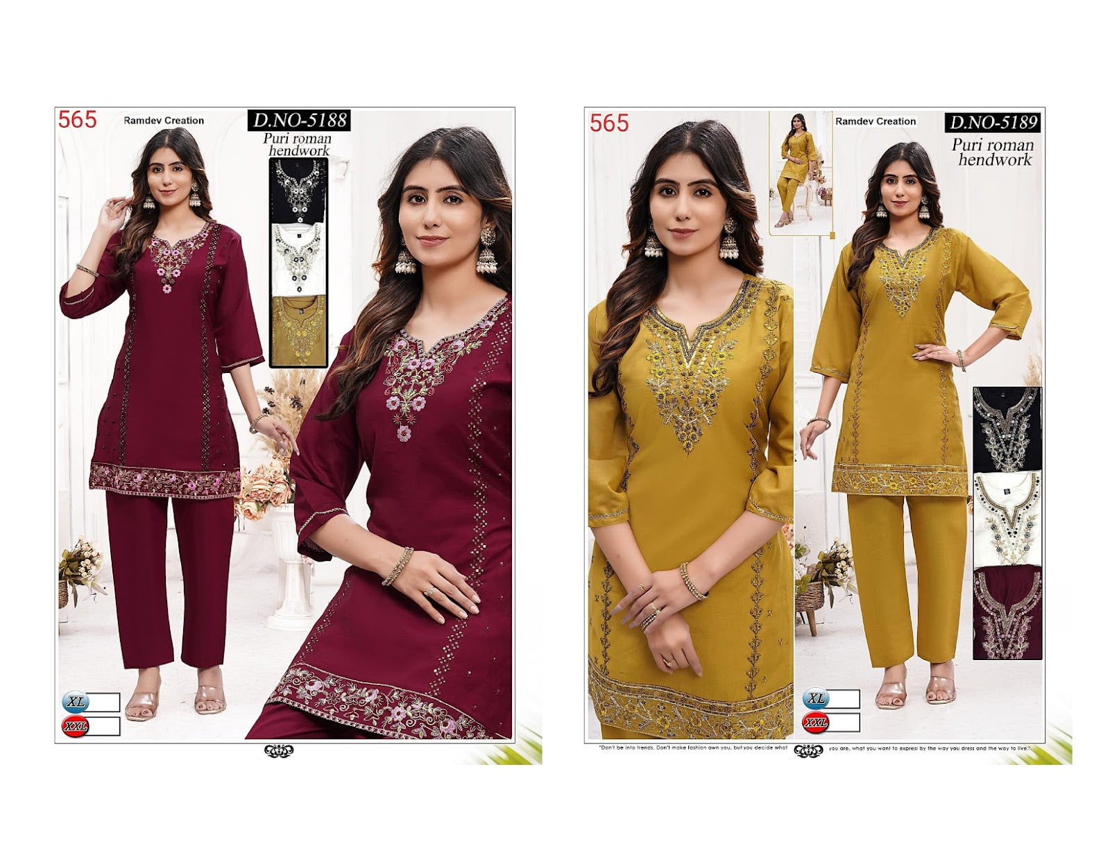 Design 5188-589 Ramdev Creation Roman Co Ord Set Supplier Gujarat