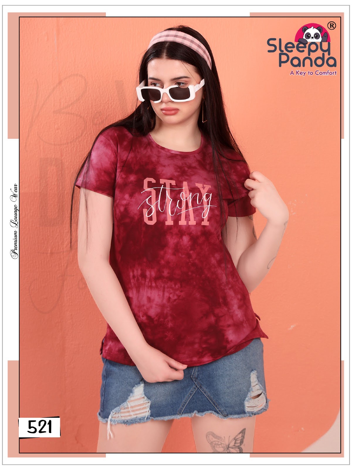 Design 521 Sleepy Panda Tie Dye Women Tshirt Supplier Gujarat