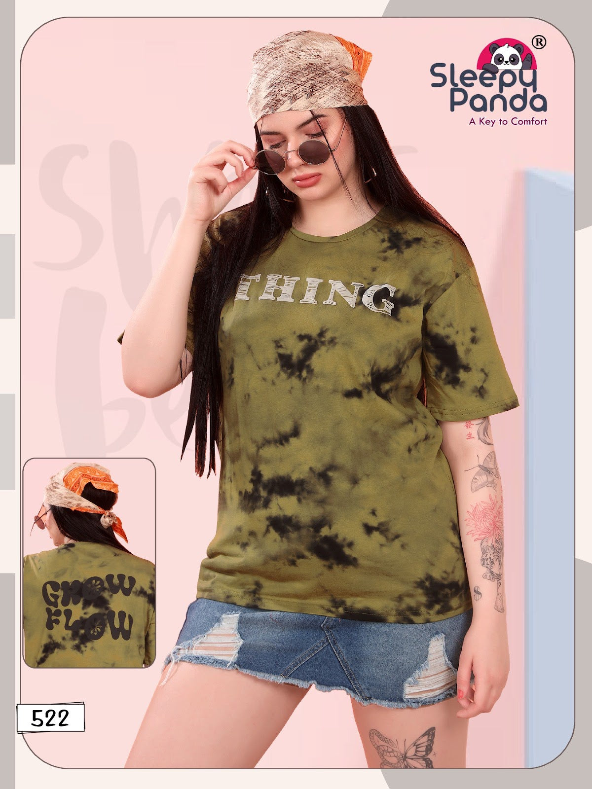 Design 522 Sleepy Panda Cotton Women Tshirt Manufacturer India