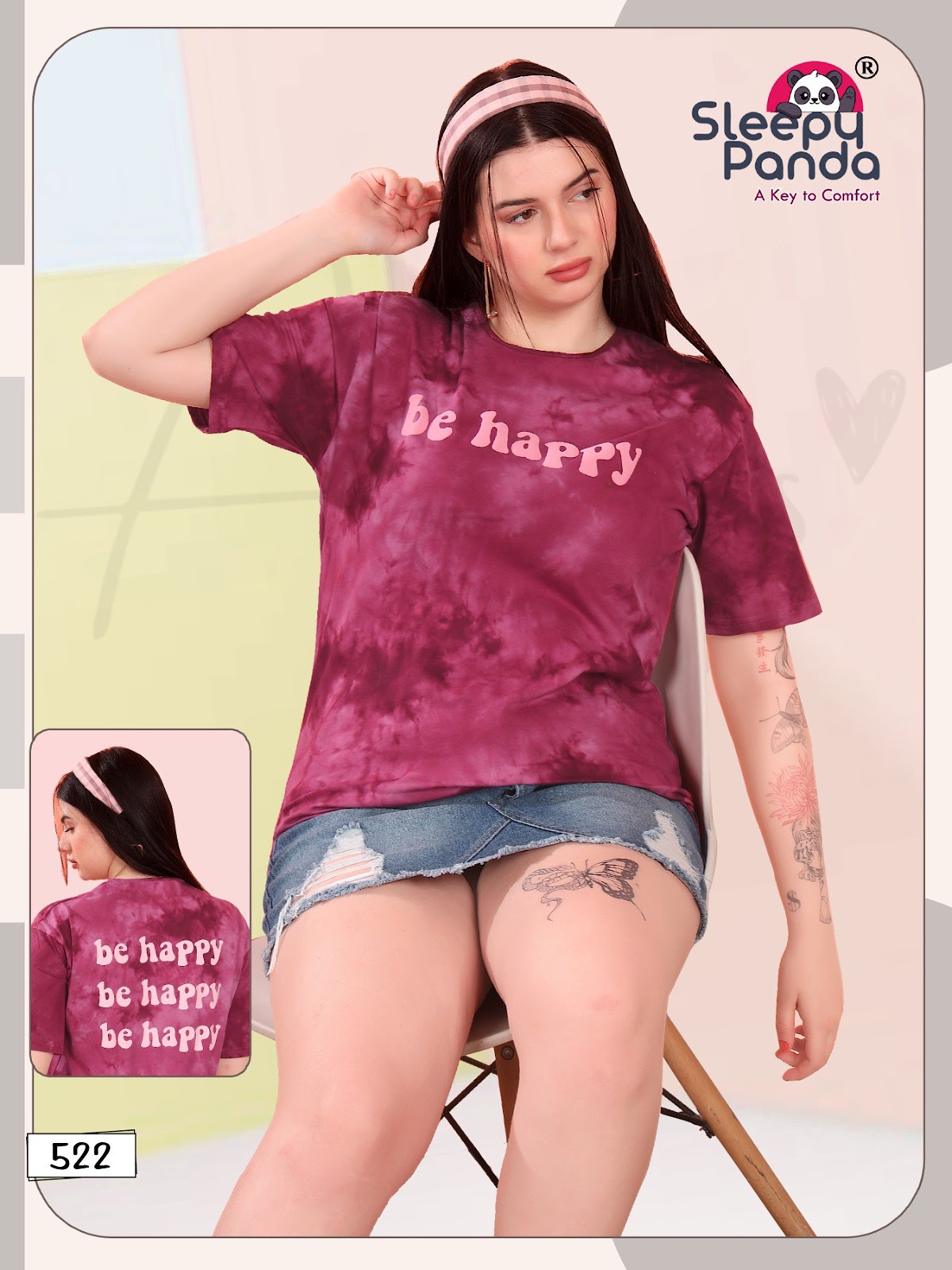 Design 522 Sleepy Panda Cotton Women Tshirt Manufacturer India