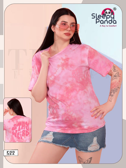 Design 522 Sleepy Panda Cotton Women Tshirt Manufacturer India