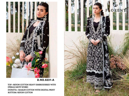 Design 5231 Florent Rayon Cotton Pakistani Salwar Suits Supplier Gujarat