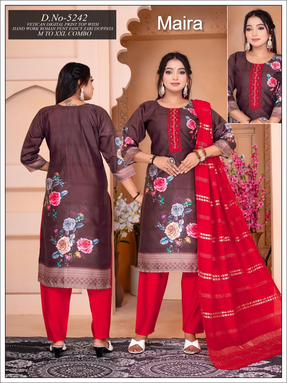 Design 5240-5247 Maira Vetican Readymade Pant Style Suits Supplier India