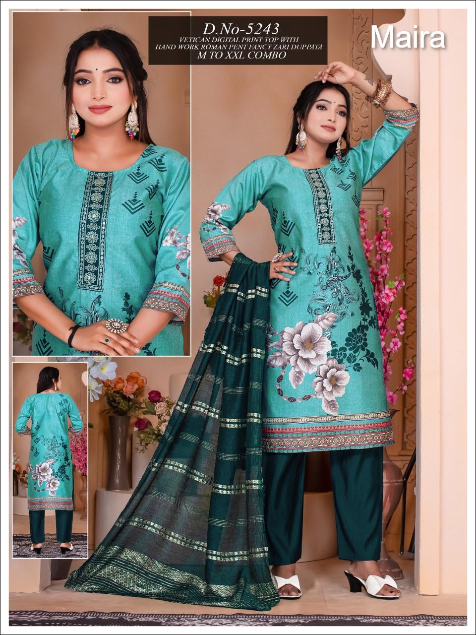 Design 5240-5247 Maira Vetican Readymade Pant Style Suits Supplier India