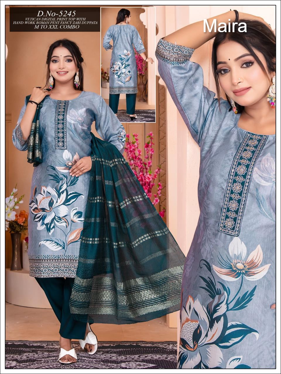 Design 5240-5247 Maira Vetican Readymade Pant Style Suits Supplier India