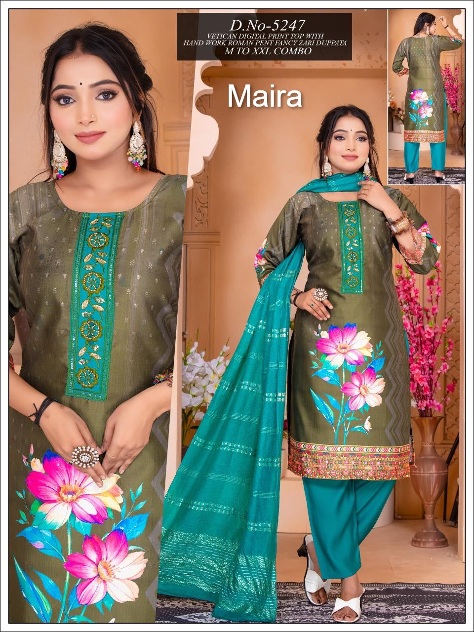 Design 5240-5247 Maira Vetican Readymade Pant Style Suits Supplier India