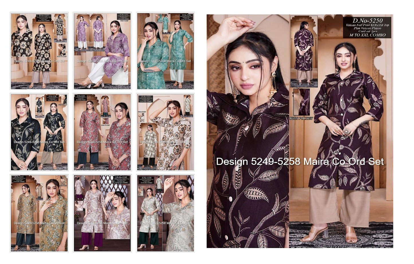 Design 5249-5258 Maira Vetican Co Ord Set Exporter