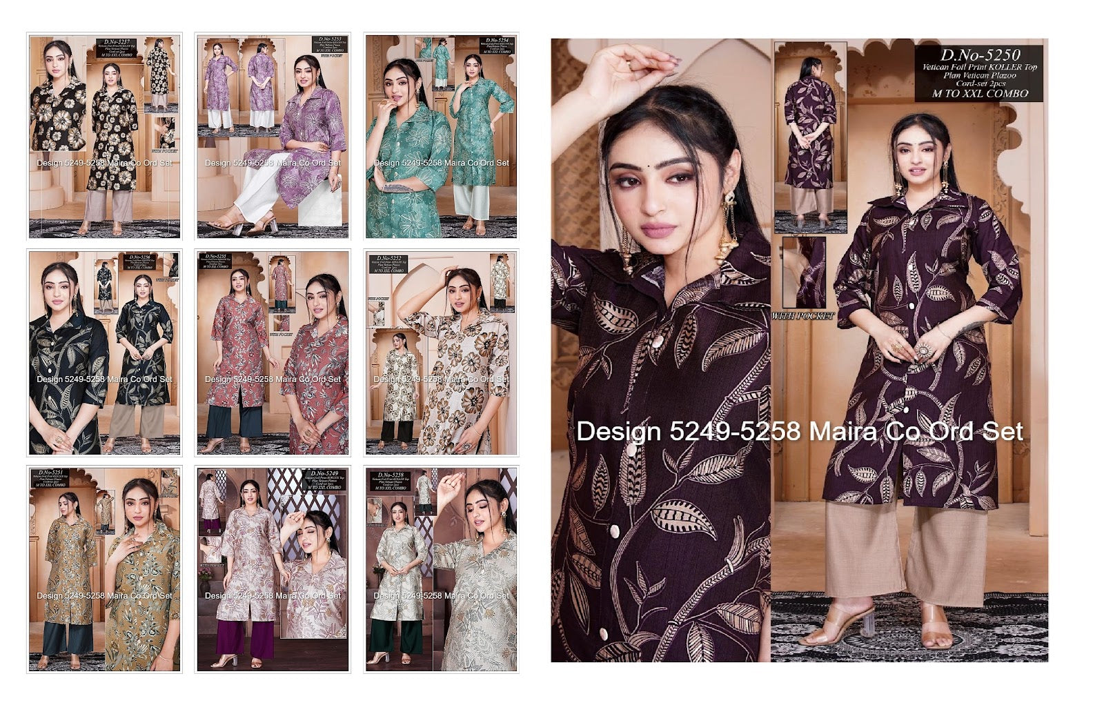 Design 5249-5258 Maira Vetican Co Ord Set Exporter