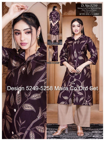 Design 5249-5258 Maira Vetican Co Ord Set Exporter