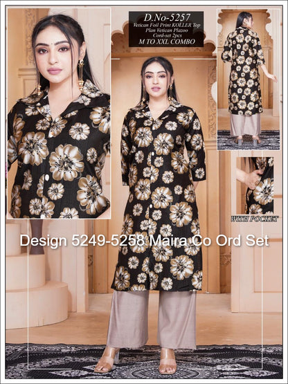 Design 5249-5258 Maira Vetican Co Ord Set Exporter