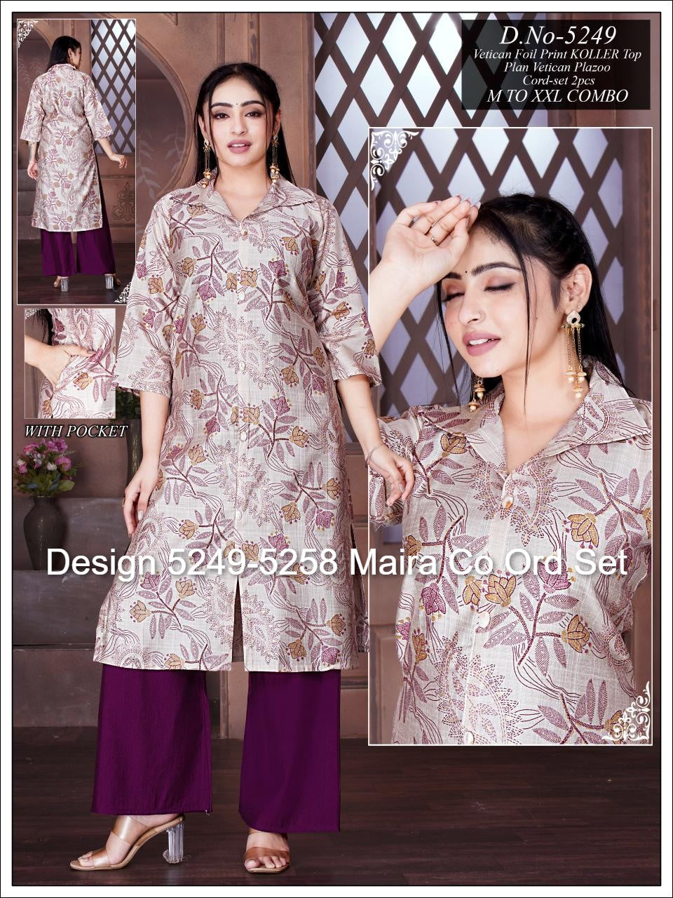 Design 5249-5258 Maira Vetican Co Ord Set Exporter