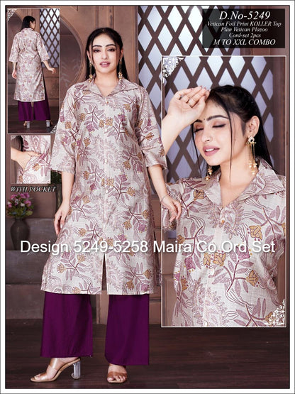 Design 5249-5258 Maira Vetican Co Ord Set Exporter