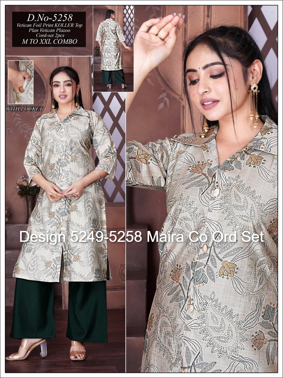 Design 5249-5258 Maira Vetican Co Ord Set Exporter