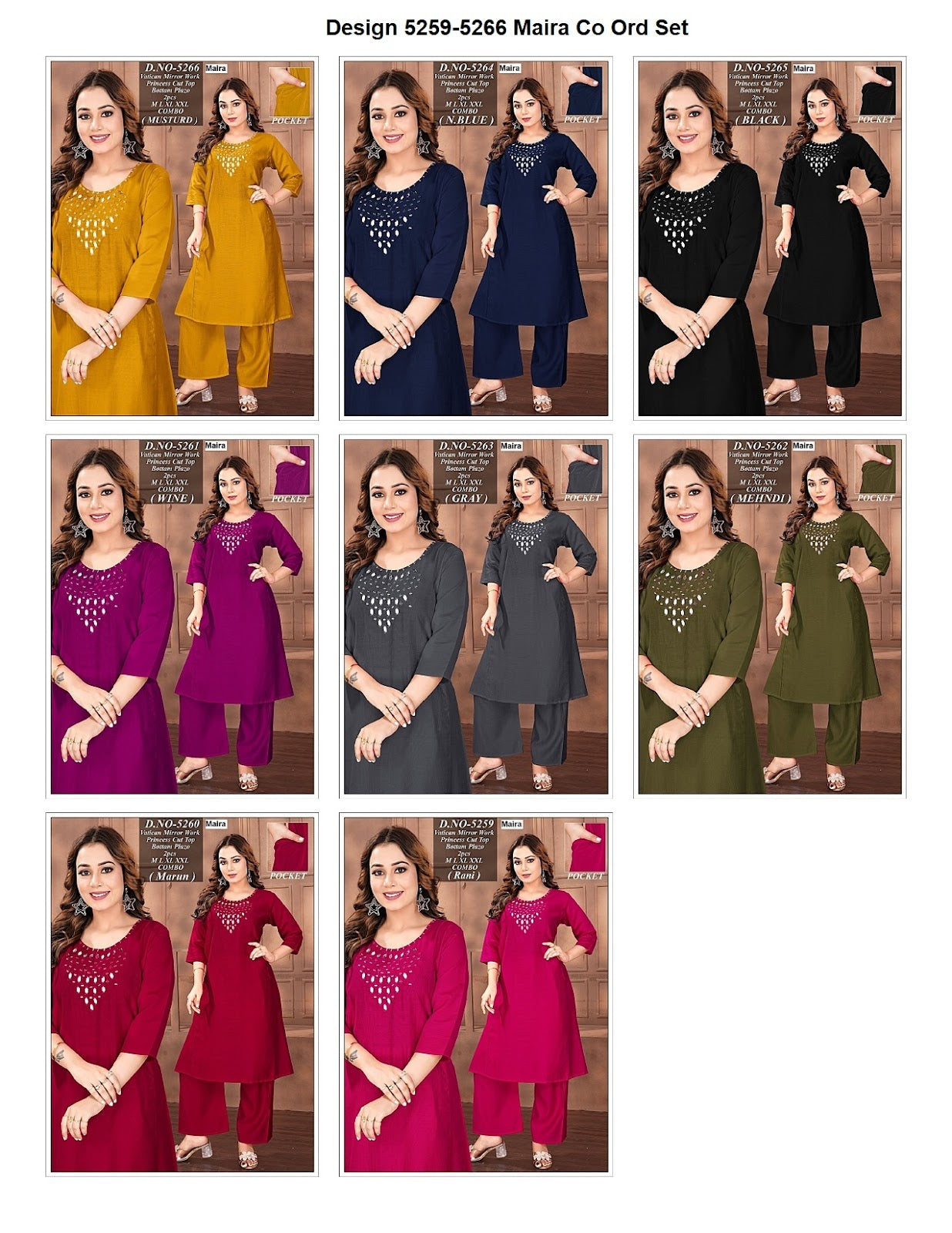 Design 5259-5266 Maira Vetican Co Ord Set Wholesaler