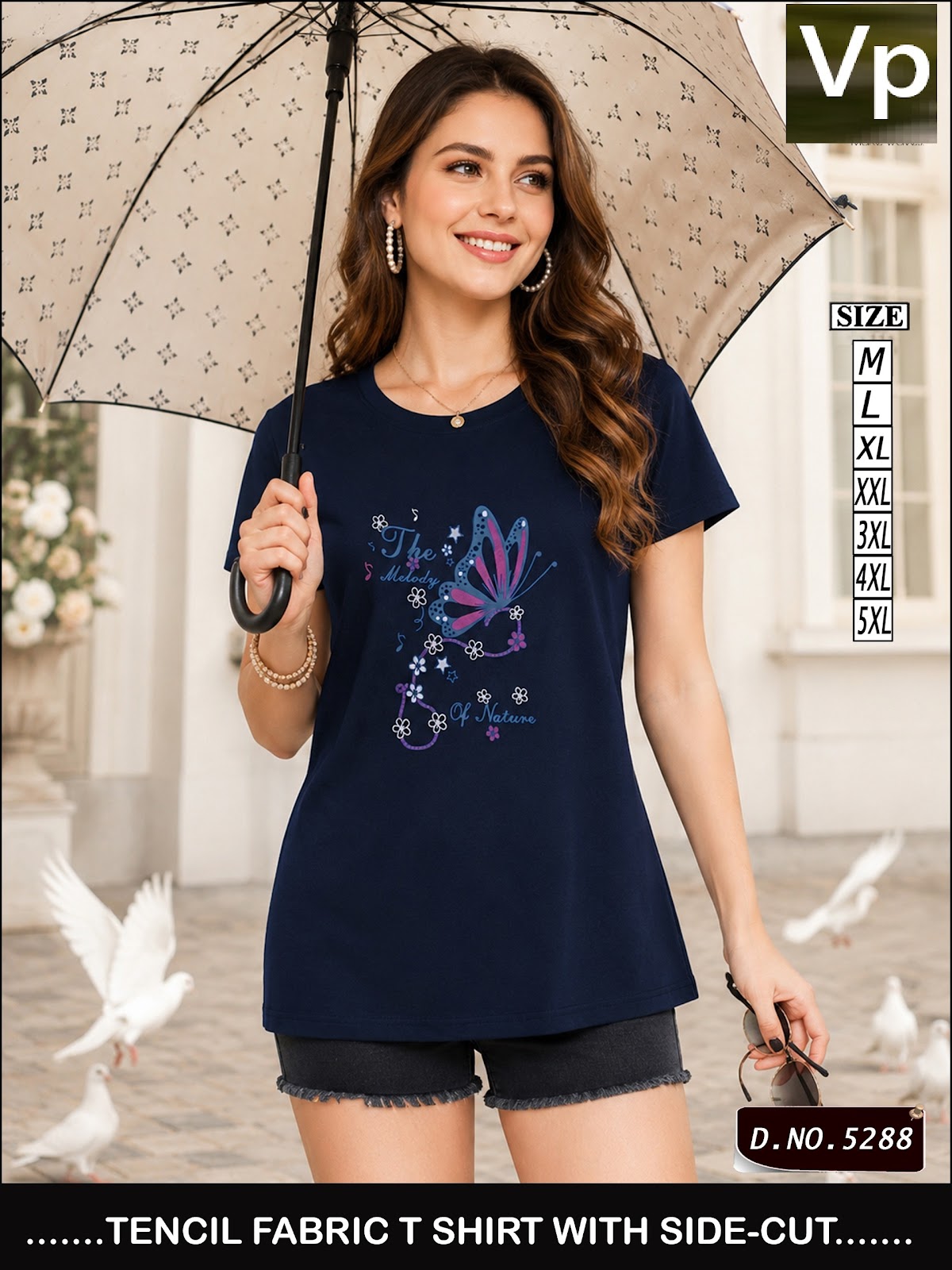 Design 5288 Plain Vp Tencil Women Tshirt Wholesale Price