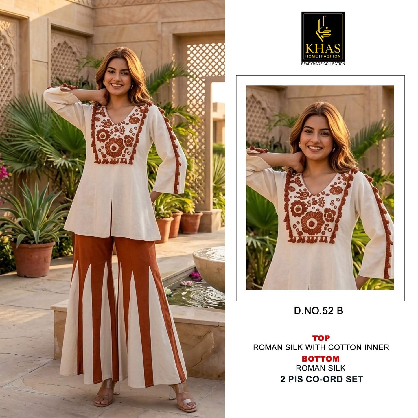 Design 52 Khas Roman Silk Co Ord Set Exporter Gujarat