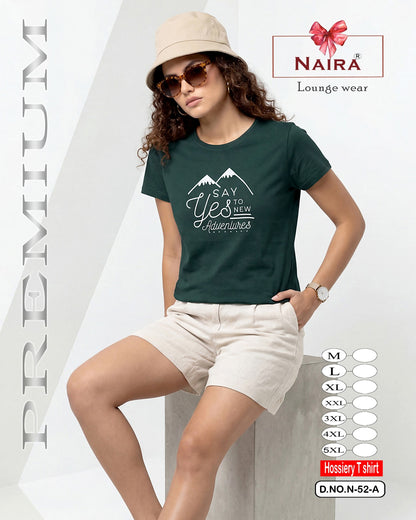 Design 52 Naira Kavyansika Hosiery Cotton Women Tshirt Manufacturer