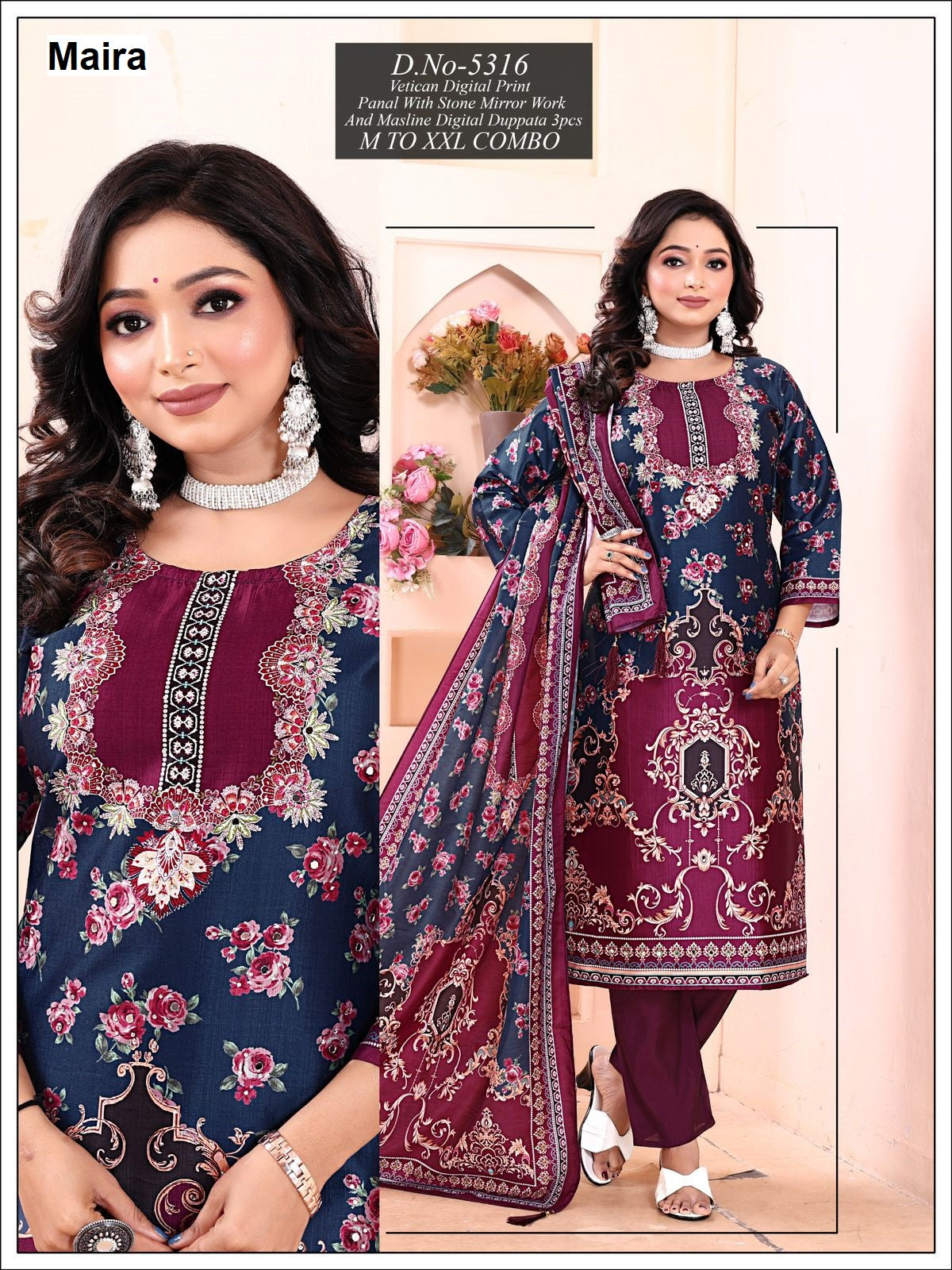 Design 5313-5320 Maira Vetican Readymade Pant Style Suits Manufacturer