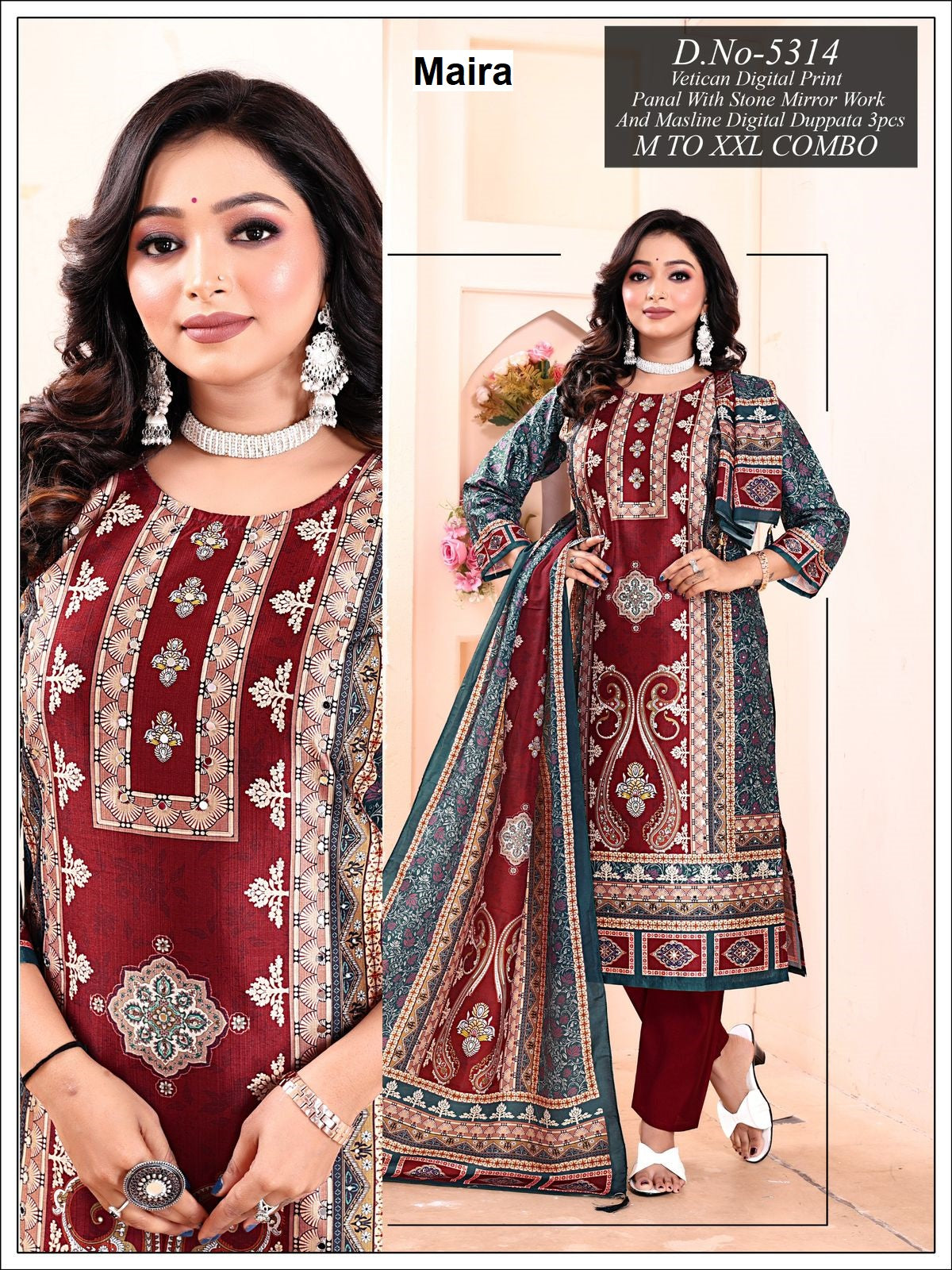 Design 5313-5320 Maira Vetican Readymade Pant Style Suits Manufacturer