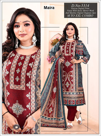 Design 5313-5320 Maira Vetican Readymade Pant Style Suits Manufacturer