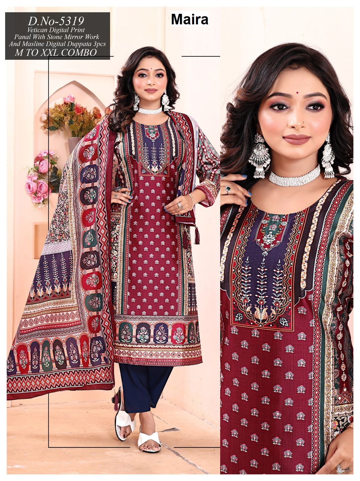 Design 5313-5320 Maira Vetican Readymade Pant Style Suits Manufacturer
