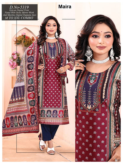 Design 5313-5320 Maira Vetican Readymade Pant Style Suits Manufacturer
