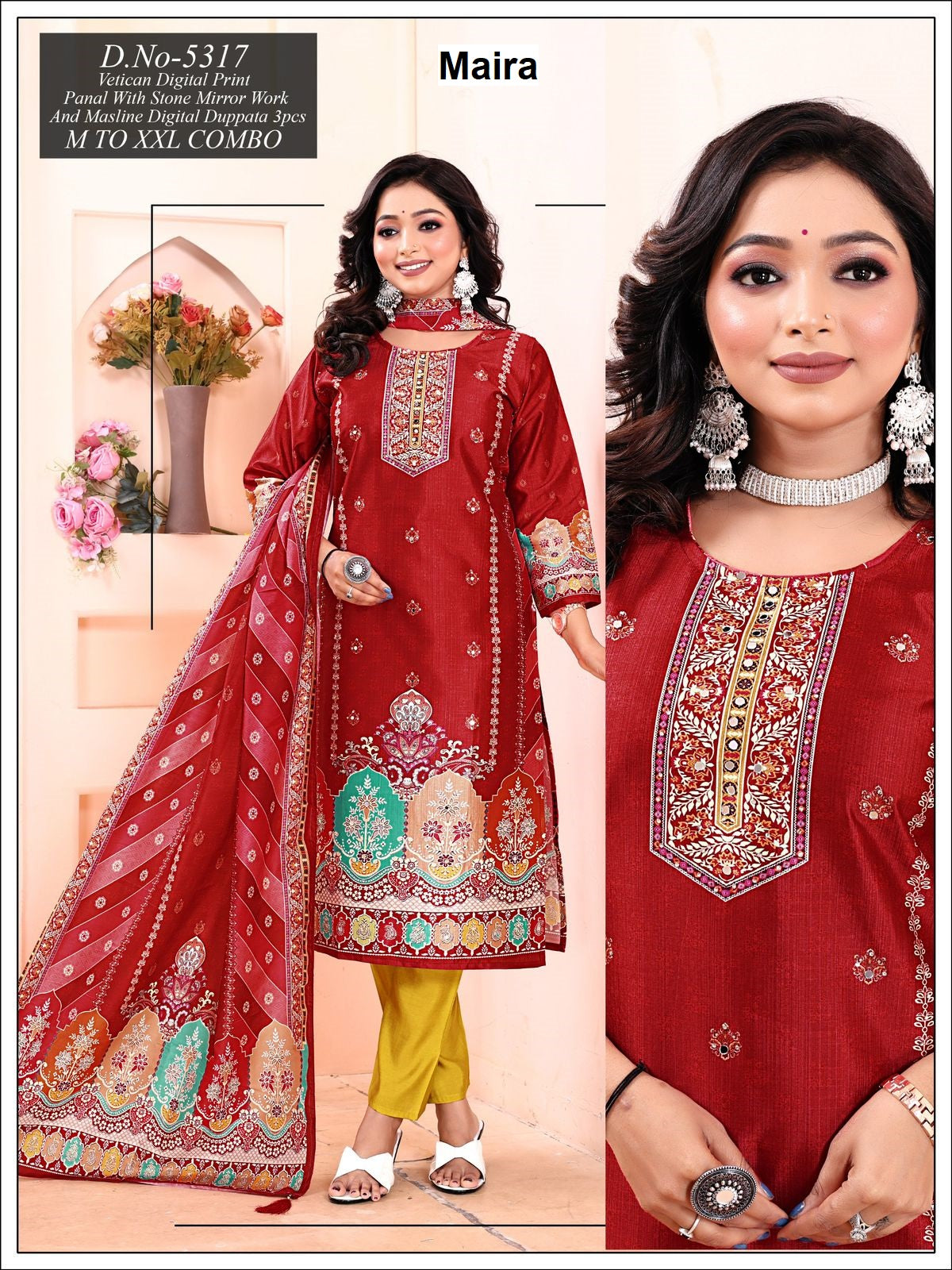 Design 5313-5320 Maira Vetican Readymade Pant Style Suits Manufacturer