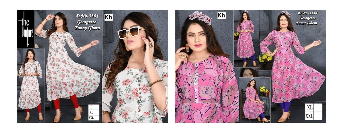 Design 5314-5361 Kh Georgette Anarkali Kurtis Supplier Gujarat