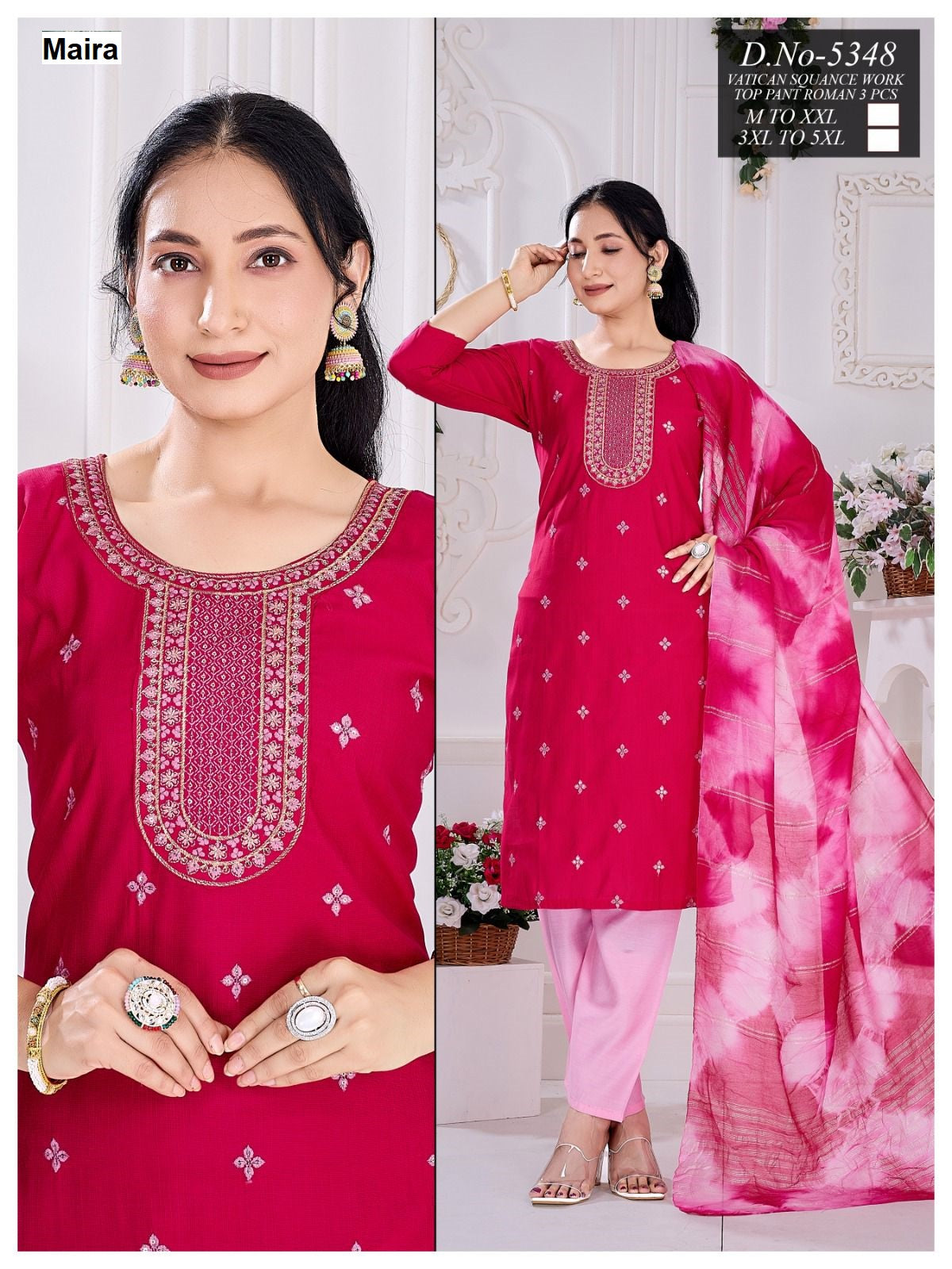 Design 5345-5350 Maira Vetican Readymade Pant Style Suits Manufacturer Ahmedabad