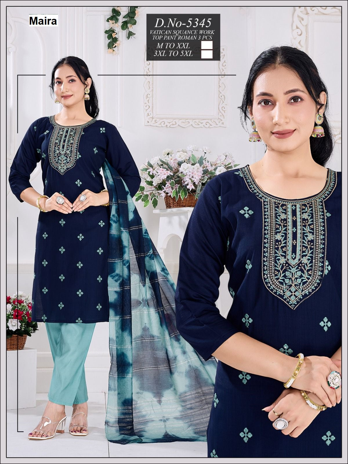 Design 5345-5350 Maira Vetican Readymade Pant Style Suits Manufacturer Ahmedabad