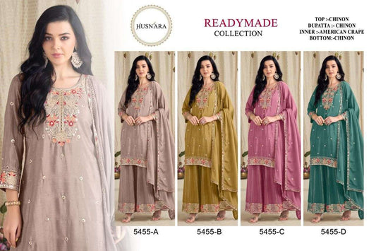 Design 5455 Husnara Chinon Pakistani Readymade Suits Manufacturer India