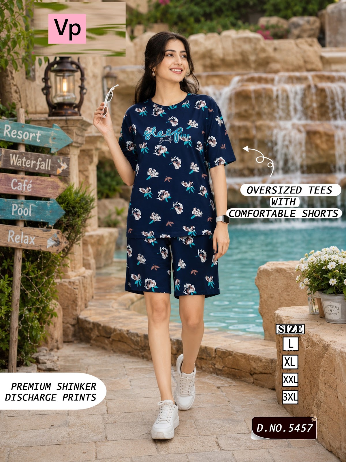Design 5457 Vp Hosiery Cotton Shorts Night Suits Wholesaler Gujarat