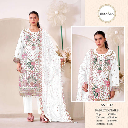 Design 5511 Husnara Chiffon Pakistani Readymade Suits Wholesale Price