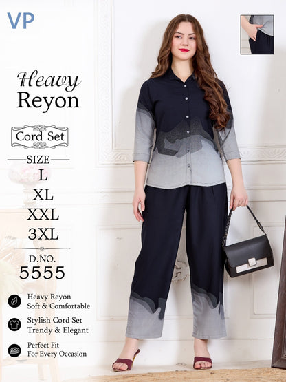 Design 5555 Front Open Vp Rayon 22Kg Co Ord Set Manufacturer
