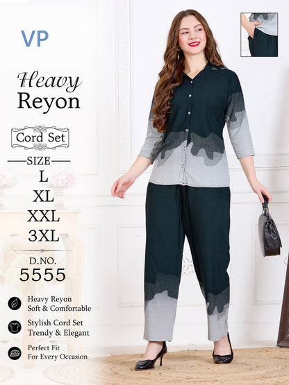Design 5555 Front Open Vp Rayon 22Kg Co Ord Set Manufacturer