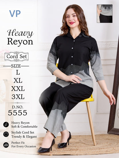 Design 5555 Front Open Vp Rayon 22Kg Co Ord Set Manufacturer