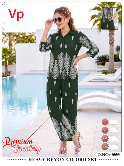 Design 5555 Print To Print Vp Rayon 22Kg Co Ord Set Manufacturer India