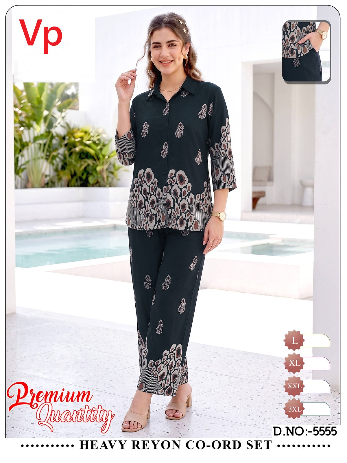 Design 5555 Print To Print Vp Rayon 22Kg Co Ord Set Manufacturer India
