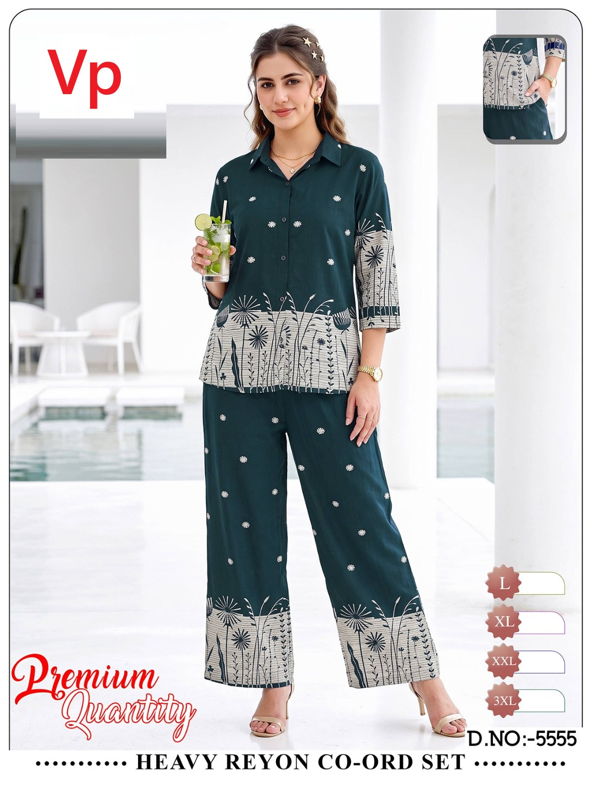 Design 5555 Print To Print Vp Rayon 22Kg Co Ord Set Manufacturer India
