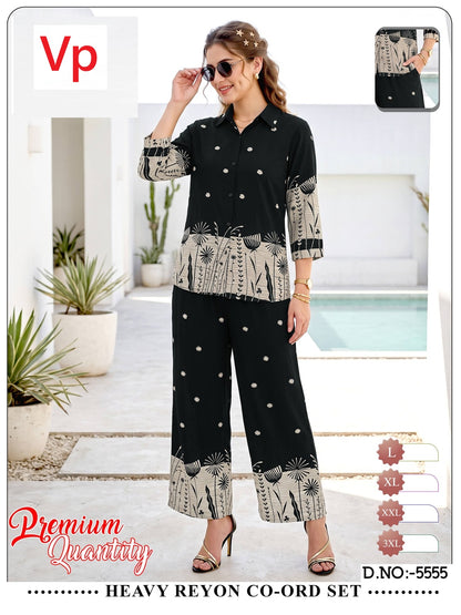 Design 5555 Print To Print Vp Rayon 22Kg Co Ord Set Manufacturer India