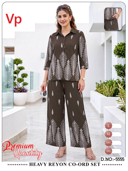 Design 5555 Print To Print Vp Rayon 22Kg Co Ord Set Manufacturer India