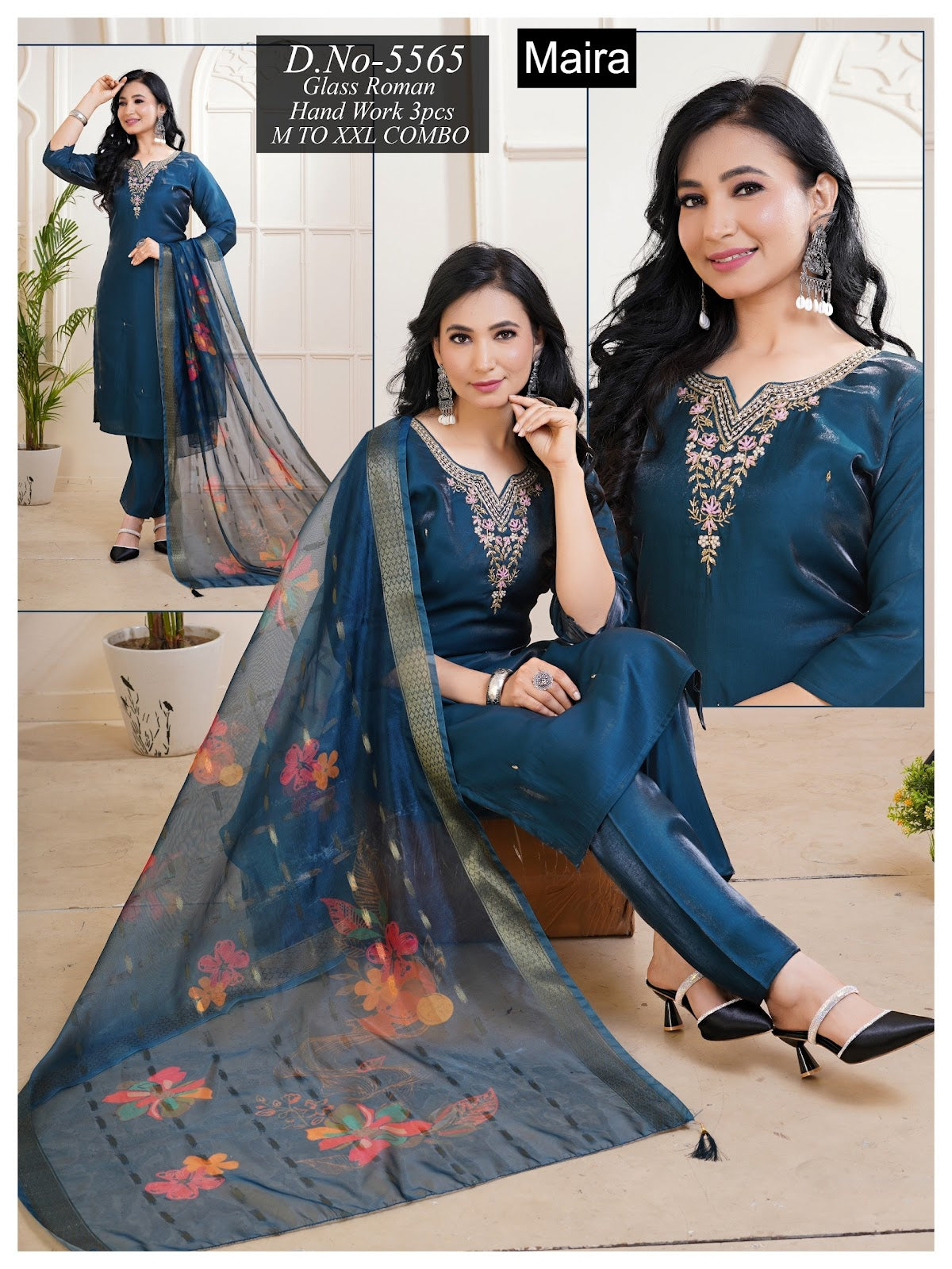 Design 5562-5569 Maira Roman Readymade Pant Style Suits Wholesaler Ahmedabad