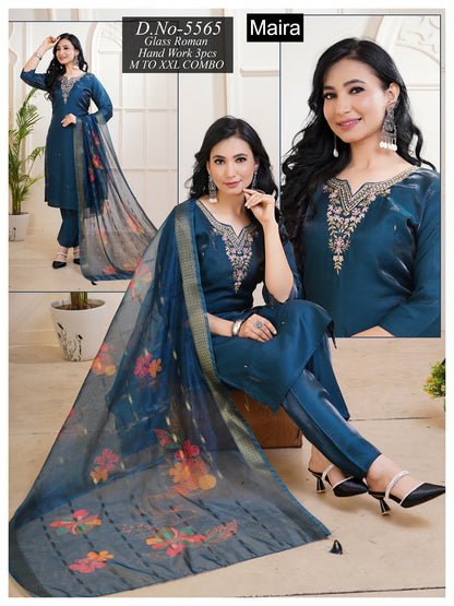 Design 5562-5569 Maira Roman Readymade Pant Style Suits Wholesaler Ahmedabad