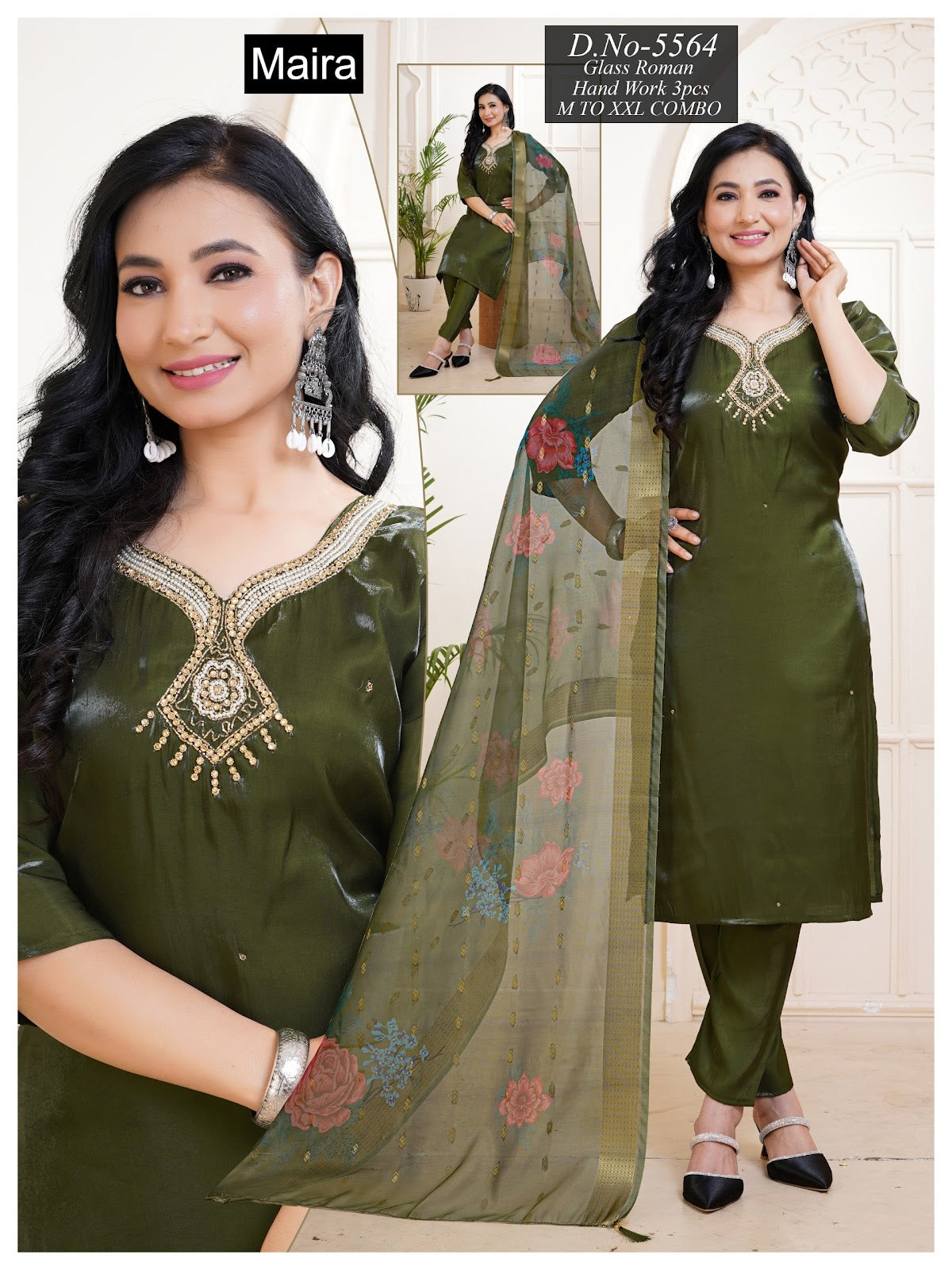 Design 5562-5569 Maira Roman Readymade Pant Style Suits Wholesaler Ahmedabad