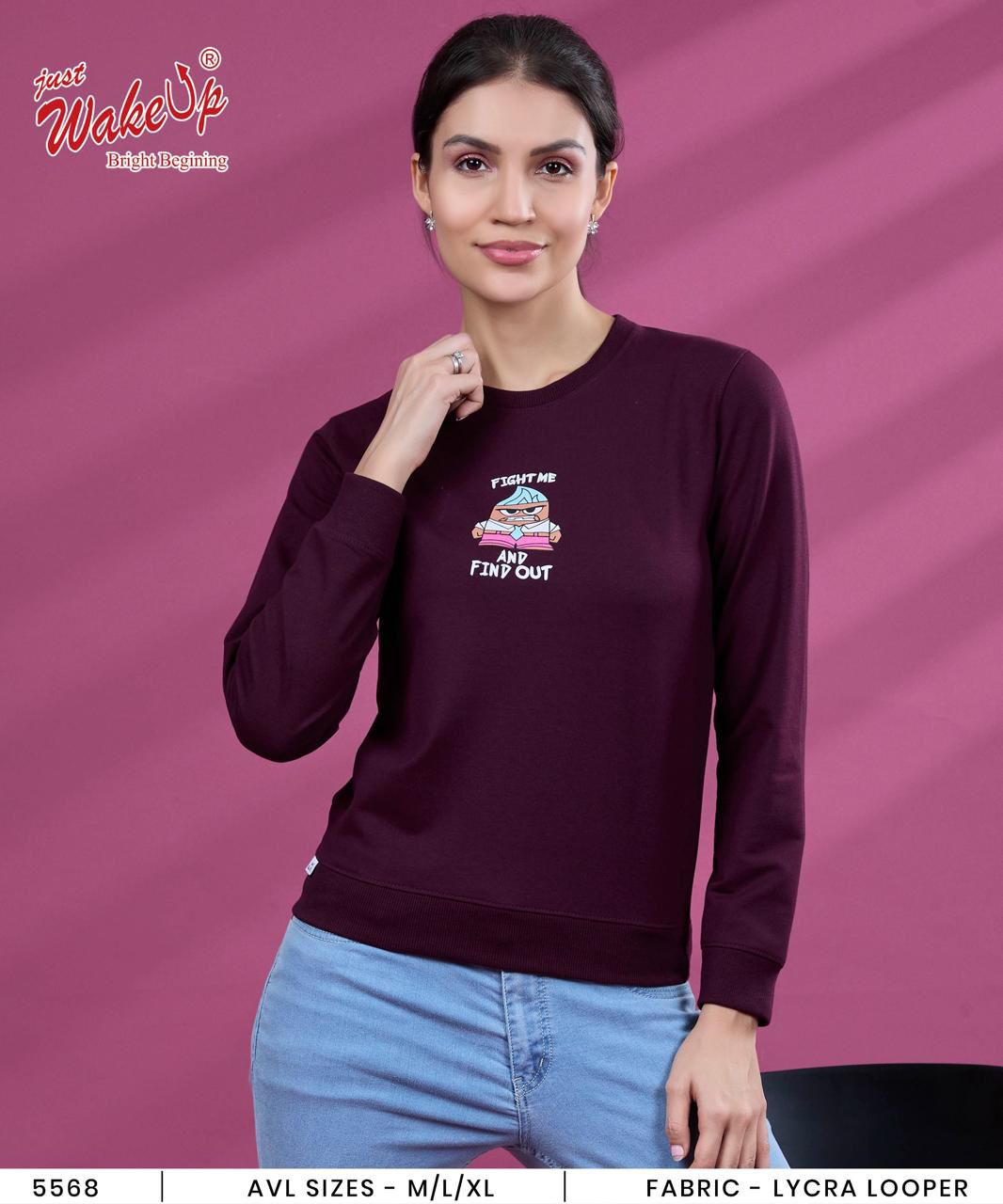 Design 5568 Wakeup Looper Women Tshirt Exporter Gujarat
