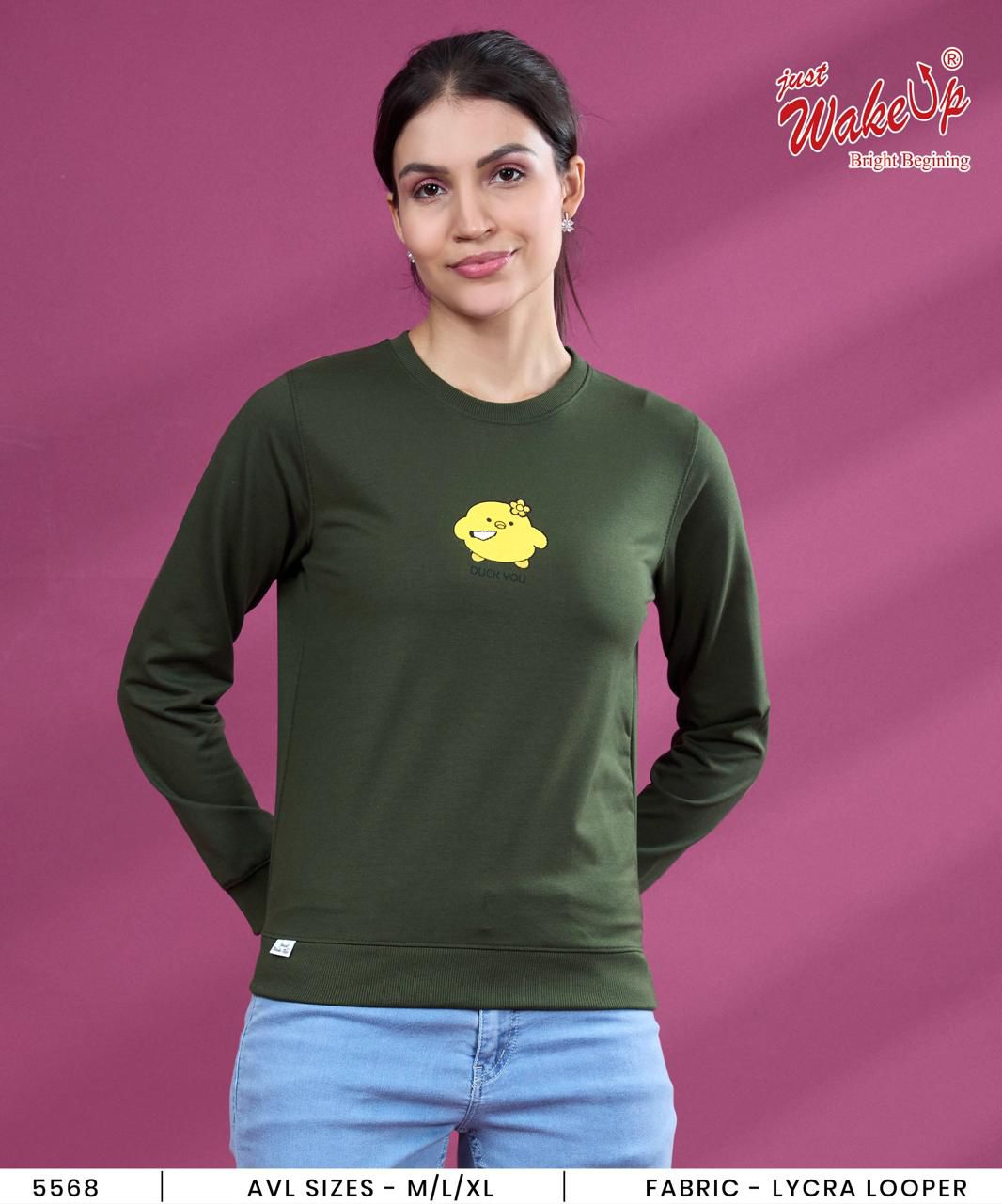 Design 5568 Wakeup Looper Women Tshirt Exporter Gujarat