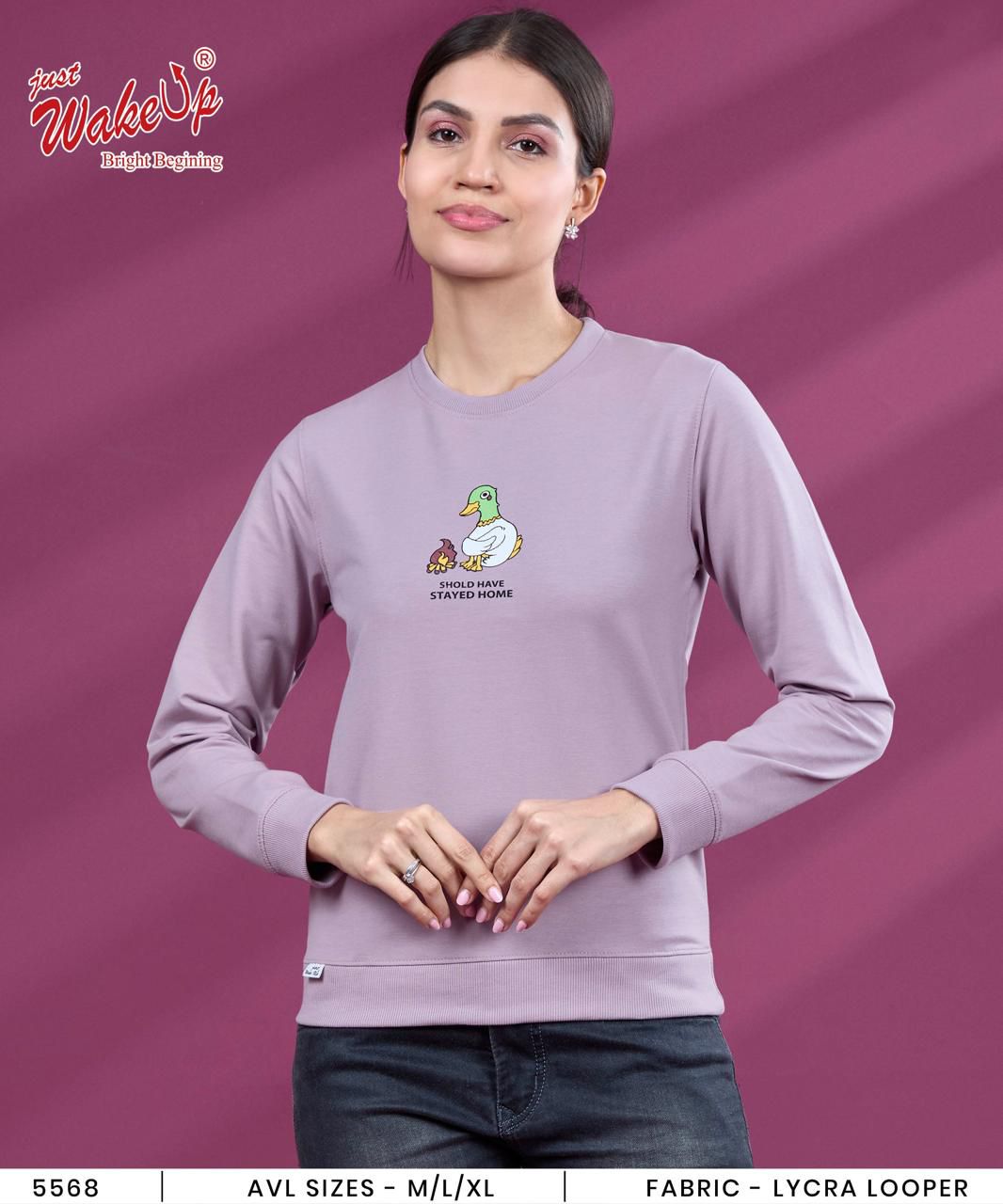 Design 5568 Wakeup Looper Women Tshirt Exporter Gujarat